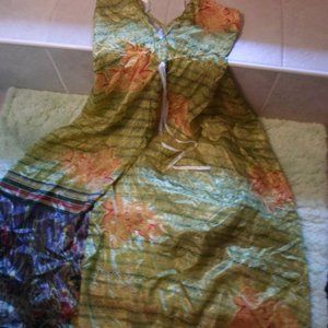 women's maxi sun dress.szS silk yellow  Kaaku